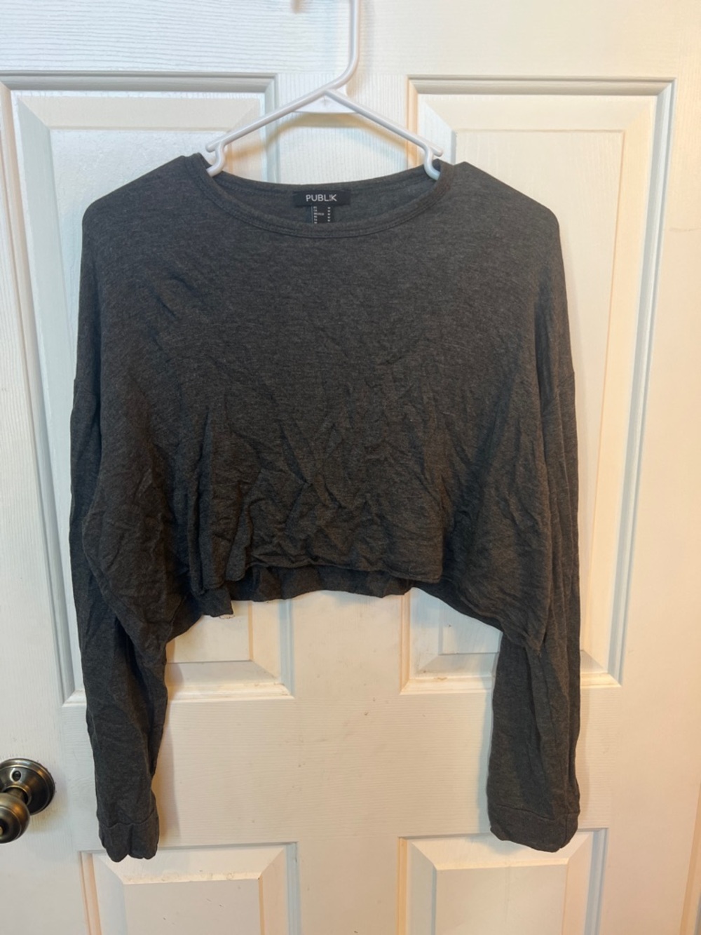 Publik Charcoal Cropped Long-Sleeve Tee